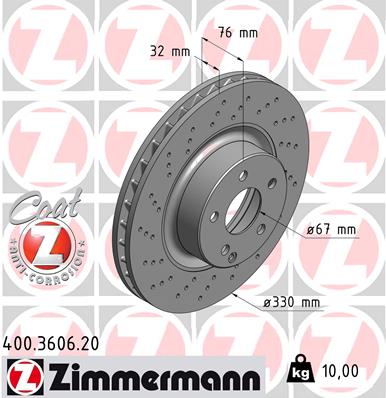 ZIMMERMANN 400.3606.20 Discofreno-Discofreno-Ricambi Euro