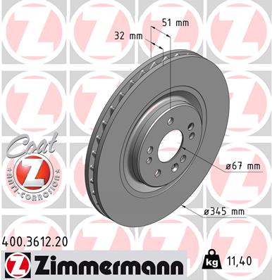 ZIMMERMANN 400.3612.20 Discofreno-Discofreno-Ricambi Euro