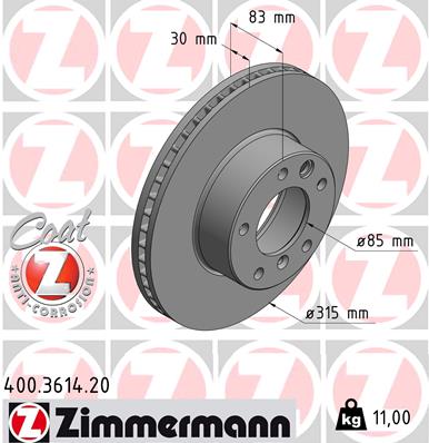 ZIMMERMANN 400.3614.20 Discofreno-Discofreno-Ricambi Euro