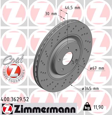 ZIMMERMANN 400.3629.52 Discofreno-Discofreno-Ricambi Euro