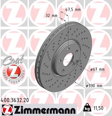 ZIMMERMANN 400.3632.20 Discofreno-Discofreno-Ricambi Euro