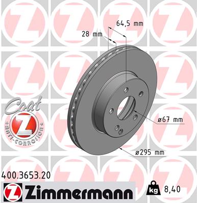 ZIMMERMANN 400.3653.20 Discofreno-Discofreno-Ricambi Euro