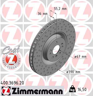 ZIMMERMANN 400.3696.20 Discofreno-Discofreno-Ricambi Euro