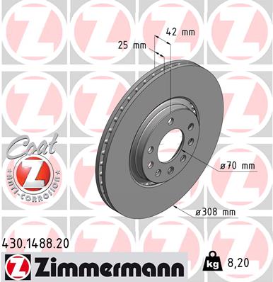 ZIMMERMANN 430.1488.20 Discofreno-Discofreno-Ricambi Euro