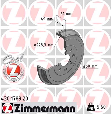 ZIMMERMANN 430.1789.20 Tamburo freno