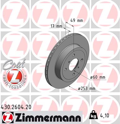 ZIMMERMANN 430.2604.20 Discofreno-Discofreno-Ricambi Euro