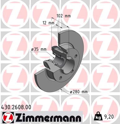 ZIMMERMANN 430.2608.00 Discofreno-Discofreno-Ricambi Euro