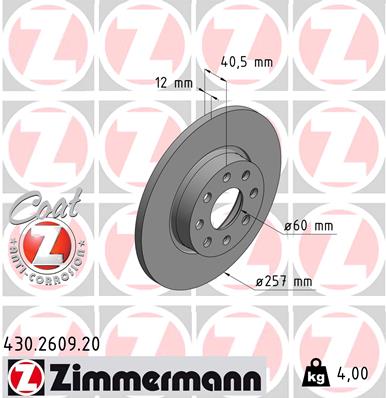 ZIMMERMANN 430.2609.20 Discofreno-Discofreno-Ricambi Euro