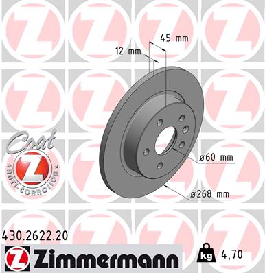 ZIMMERMANN 430.2622.20 Discofreno-Discofreno-Ricambi Euro