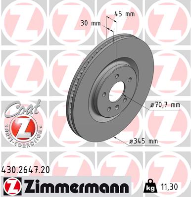 ZIMMERMANN 430.2647.20 Discofreno-Discofreno-Ricambi Euro