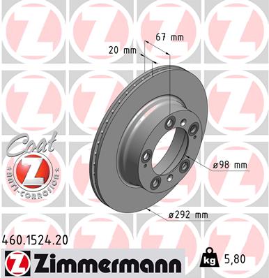 ZIMMERMANN 460.1524.20 Discofreno-Discofreno-Ricambi Euro