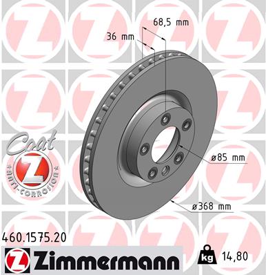 ZIMMERMANN 460.1575.20 Discofreno-Discofreno-Ricambi Euro