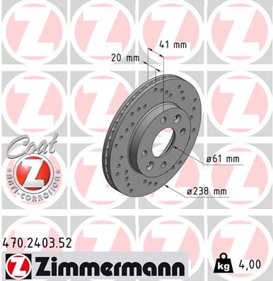 ZIMMERMANN 470.2403.52 Discofreno-Discofreno-Ricambi Euro