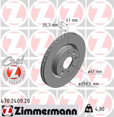 ZIMMERMANN 470.2409.20 Discofreno-Discofreno-Ricambi Euro