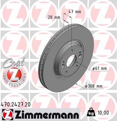 ZIMMERMANN 470.2427.20 Discofreno-Discofreno-Ricambi Euro