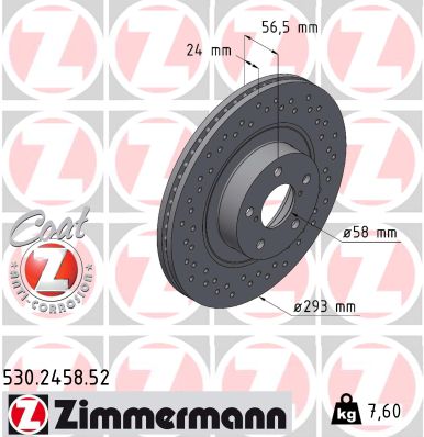 ZIMMERMANN 530.2458.52 Discofreno-Discofreno-Ricambi Euro