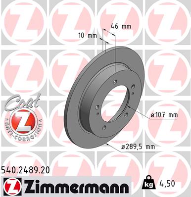 ZIMMERMANN 540.2489.20 Discofreno-Discofreno-Ricambi Euro