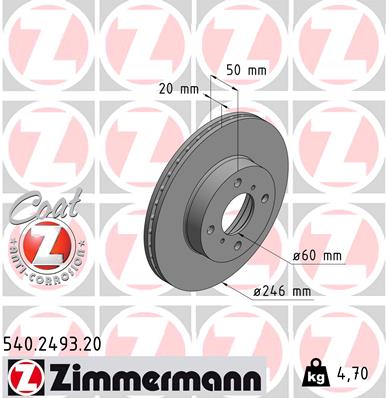 ZIMMERMANN 540.2493.20 Discofreno-Discofreno-Ricambi Euro