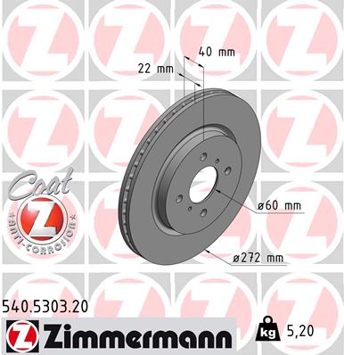 ZIMMERMANN 540.5303.20 Discofreno-Discofreno-Ricambi Euro