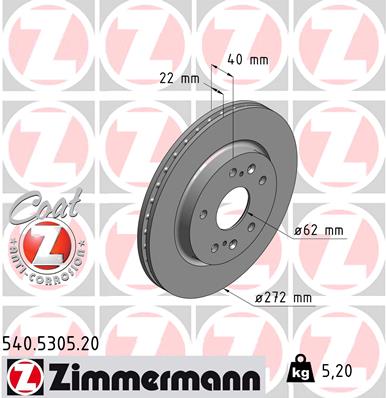 ZIMMERMANN 540.5305.20 Discofreno-Discofreno-Ricambi Euro