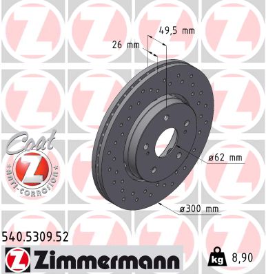 ZIMMERMANN 540.5309.52 Discofreno-Discofreno-Ricambi Euro