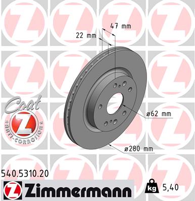 ZIMMERMANN 540.5310.20 Discofreno-Discofreno-Ricambi Euro