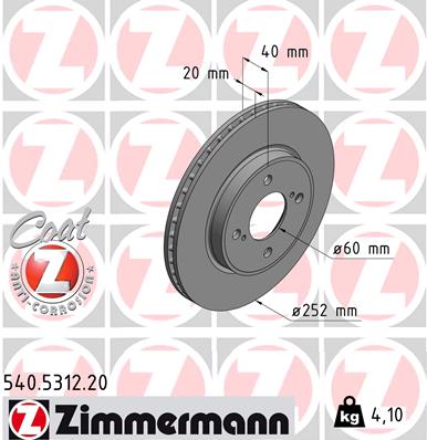 ZIMMERMANN 540.5312.20 Discofreno-Discofreno-Ricambi Euro