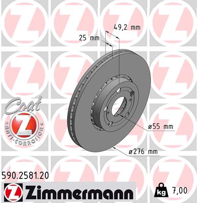 ZIMMERMANN 590.2581.20 Discofreno-Discofreno-Ricambi Euro