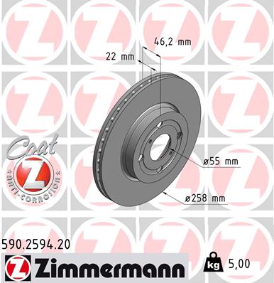 ZIMMERMANN 590.2594.20 Discofreno-Discofreno-Ricambi Euro