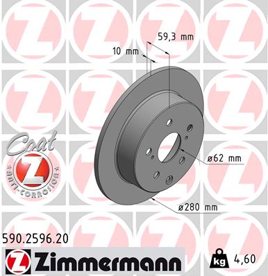 ZIMMERMANN 590.2596.20 Discofreno-Discofreno-Ricambi Euro