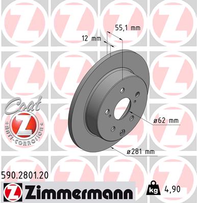 ZIMMERMANN 590.2801.20 Discofreno-Discofreno-Ricambi Euro