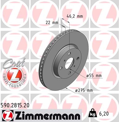 ZIMMERMANN 590.2815.20 Discofreno-Discofreno-Ricambi Euro