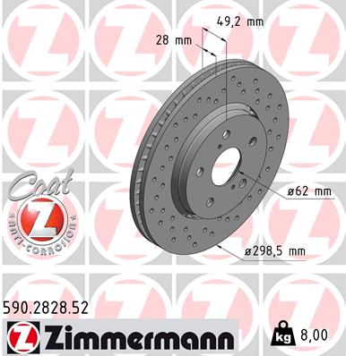 ZIMMERMANN 590.2828.52 Discofreno-Discofreno-Ricambi Euro