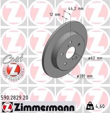 ZIMMERMANN 590.2829.20 Discofreno-Discofreno-Ricambi Euro