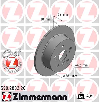 ZIMMERMANN 590.2832.20 Discofreno-Discofreno-Ricambi Euro