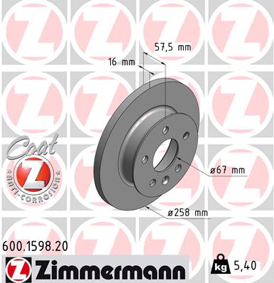 ZIMMERMANN 600.1598.20 Discofreno-Discofreno-Ricambi Euro