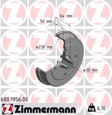 ZIMMERMANN 600.1956.00 Tamburo freno-Tamburo freno-Ricambi Euro