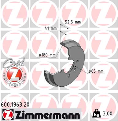 ZIMMERMANN 600.1963.20 Tamburo freno-Tamburo freno-Ricambi Euro