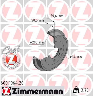 ZIMMERMANN 600.1964.20 Tamburo freno