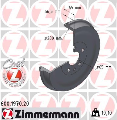 ZIMMERMANN 600.1970.20 COAT Z Ταμπούρο Πίσω άξονας for AUDI CUPRA FORD SKODA VW