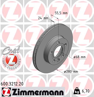 ZIMMERMANN 600.3212.20 Discofreno-Discofreno-Ricambi Euro