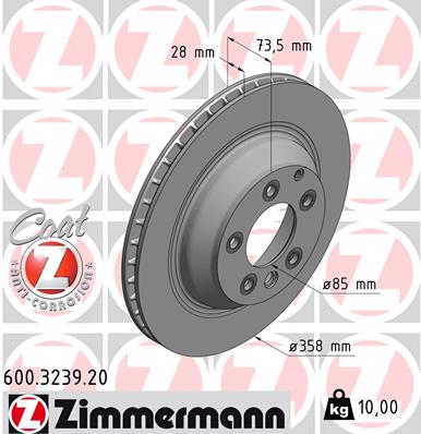 ZIMMERMANN 600.3239.20 Discofreno-Discofreno-Ricambi Euro