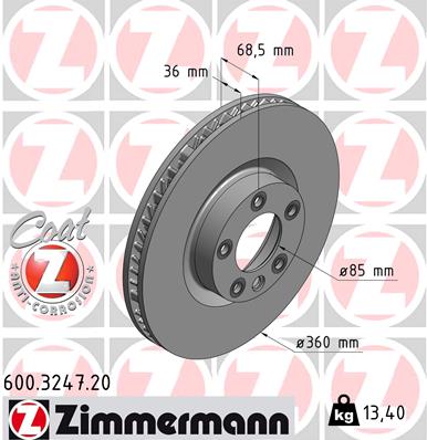 ZIMMERMANN 600.3247.20 Discofreno-Discofreno-Ricambi Euro