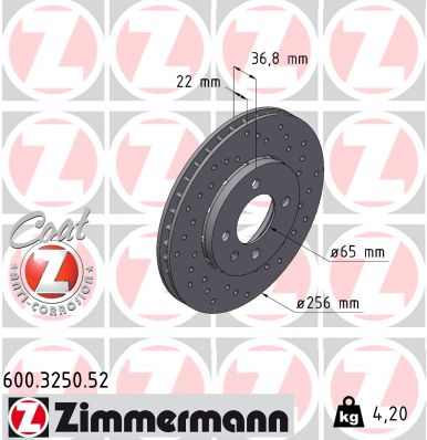 ZIMMERMANN 600.3250.52 Discofreno-Discofreno-Ricambi Euro