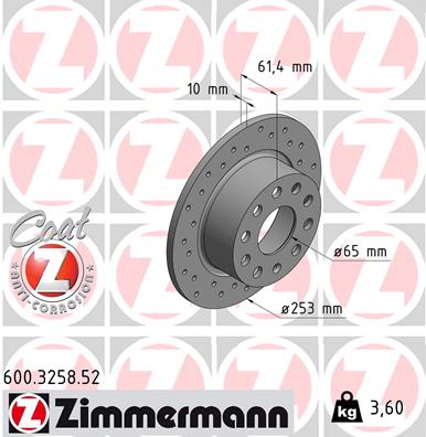 ZIMMERMANN 600.3258.52 Discofreno-Discofreno-Ricambi Euro