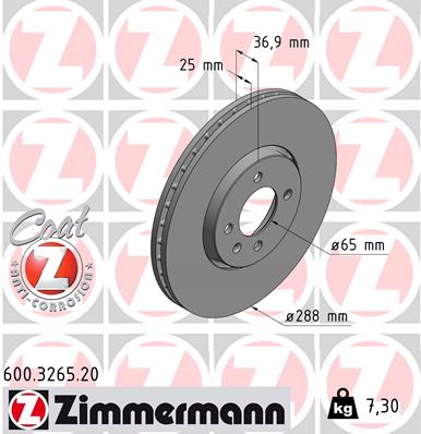 ZIMMERMANN 600.3265.20 Discofreno-Discofreno-Ricambi Euro