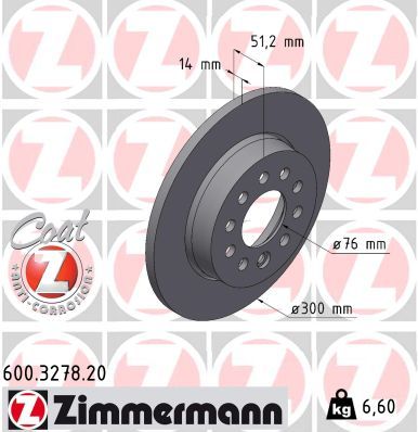 ZIMMERMANN 600.3278.20 COAT Z Brake Disc