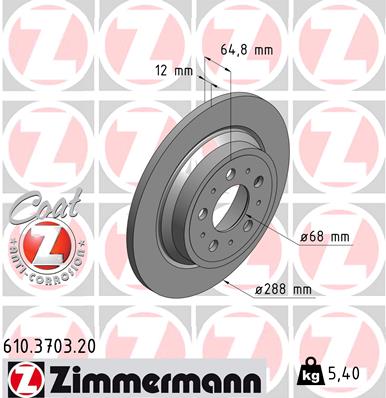 ZIMMERMANN 610.3703.20 Discofreno-Discofreno-Ricambi Euro