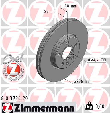 ZIMMERMANN 610.3724.20 Discofreno-Discofreno-Ricambi Euro