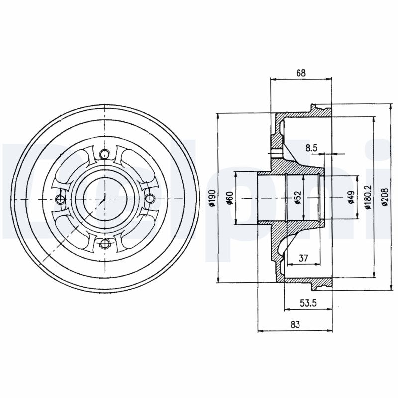 DELPHI BF272 Tamburo freno